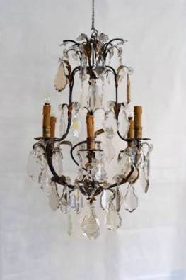 A French c. 1920 Crystal Drop Chandelier